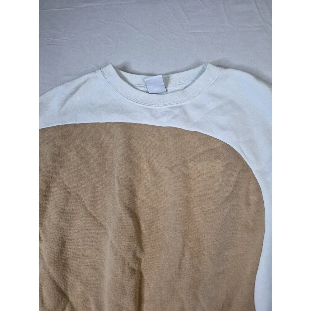 Nike Color Clash Sweatshirt Women Sz Large Brown White Colorblock Oversized Crop